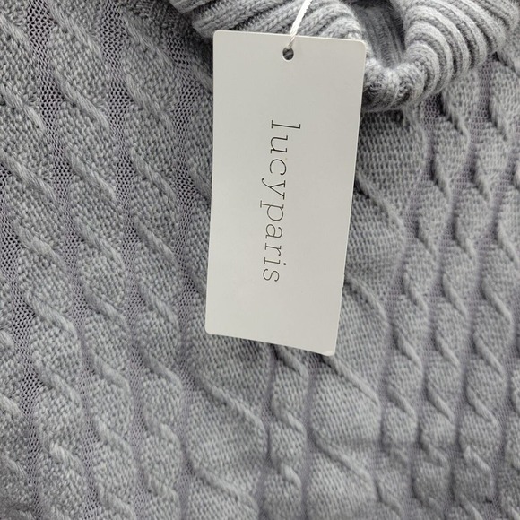 Lucy Paris Womens Large Gray Cable Knit Ribbed Turtle Neck Sweater NWT - Picture 10 of 13